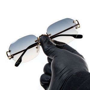 Gray And Tan Gradient Hip Hop Mens Luxury Gold Frame Fashion Sunglasses